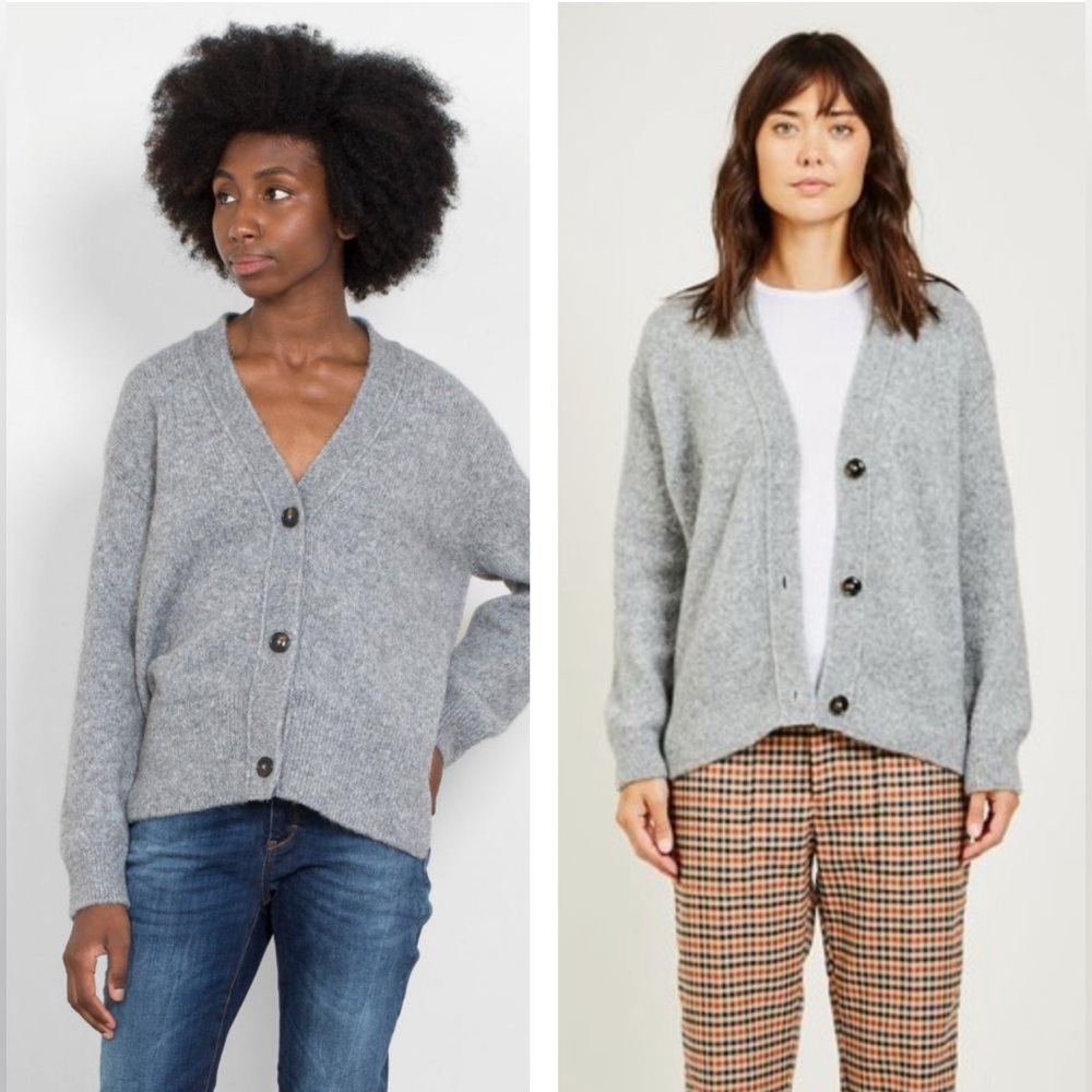 $465 CLOSED Alpaca Wool Sweater Cardigan V-Neck Women's Sz M Gray Preppy Luxury